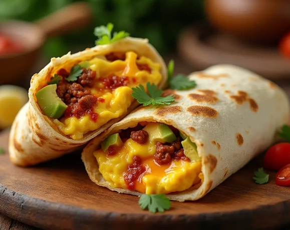 breakfast burrito with chorizo